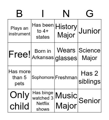 SEA Bingo Card