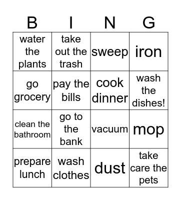 running errands Bingo Card