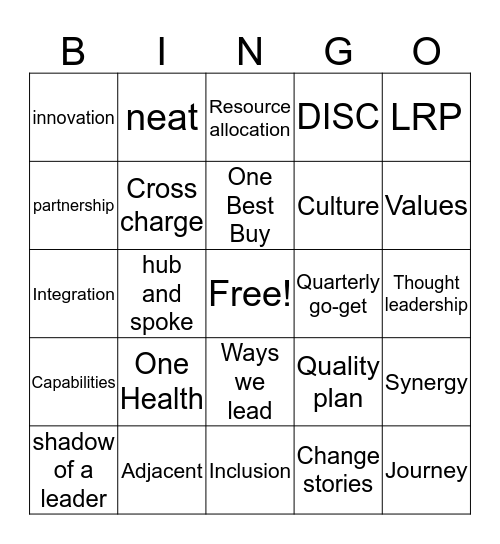 Lingo BINGO Card