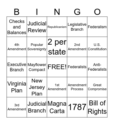 Constitution  Bingo Card