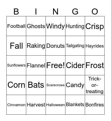 Fall Fun Bingo Card