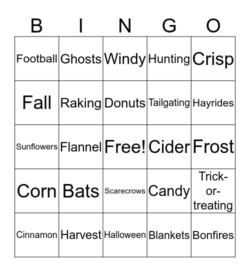 Fall Fun Bingo Card