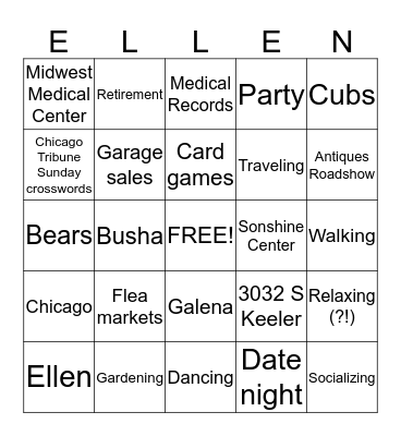 ELLEN'S BINGO! Bingo Card