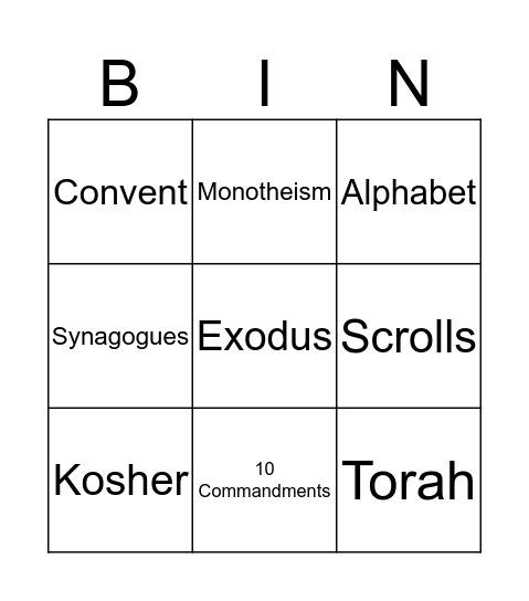 Judaism Bingo Card