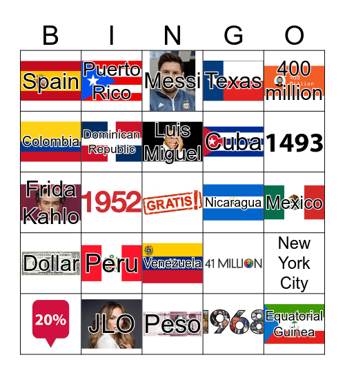 Heritage  Bingo Card