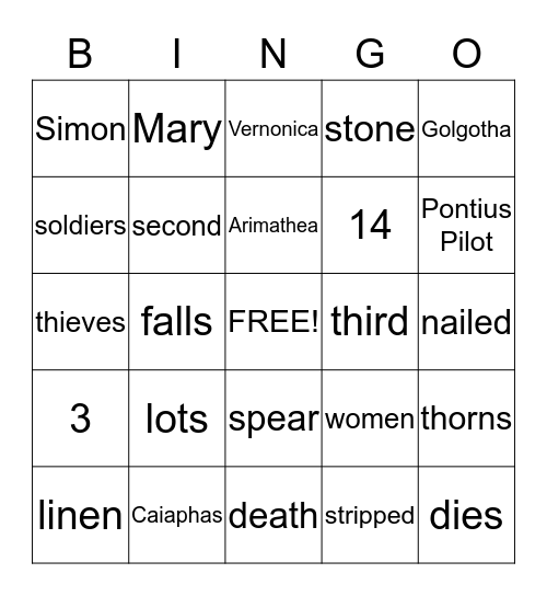 Stations of the Cross BINGO Card