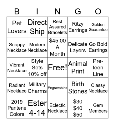 Bingo Blingo Bingo Card