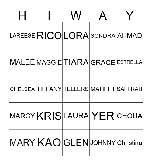 THANK YOU Bingo Card