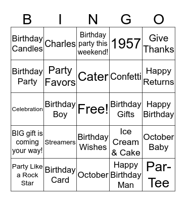 OCTOBER  BIRTHDAYS Bingo Card