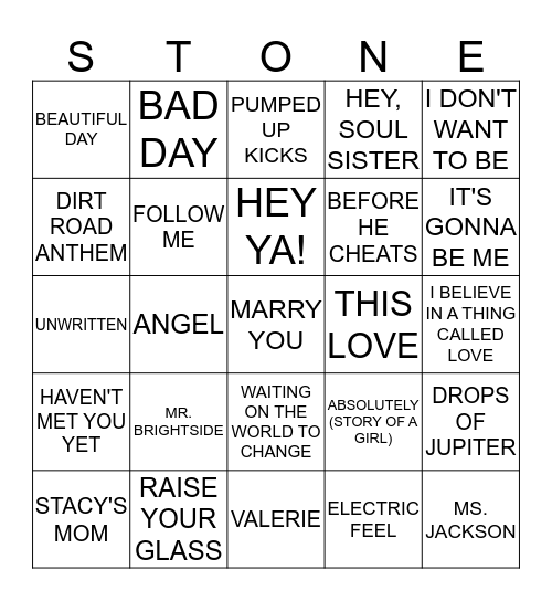 2000'S Bingo Card