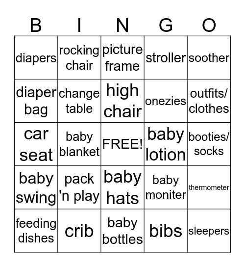 Baby Bingo Card