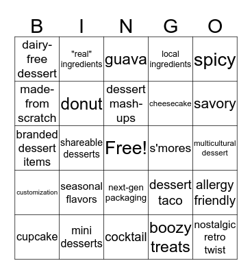 Sara Lee Bakery Crawl Bingo Card