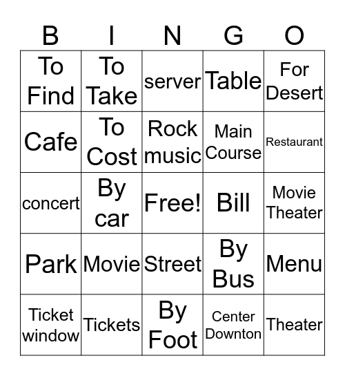 Spanish Bingo Card