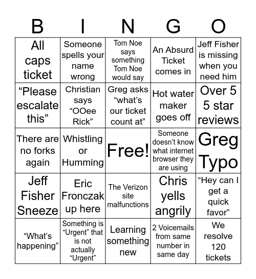 Release Day Bingo 10/10 Bingo Card