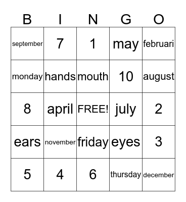 engels bingo Card