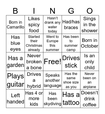 Banquet Bingo Card