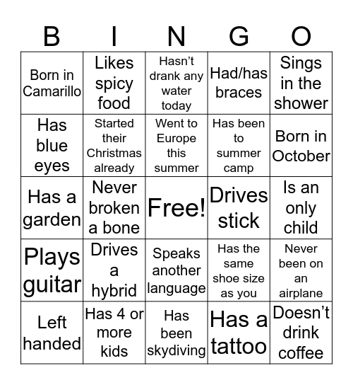 Banquet Bingo Card