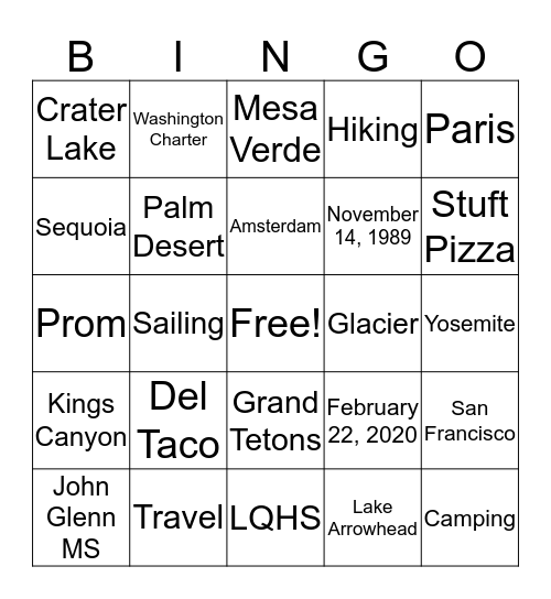 Annie & Brian Bingo Card