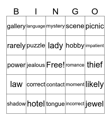 EFL7 Bingo Card