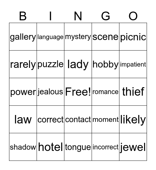 EFL7 Bingo Card