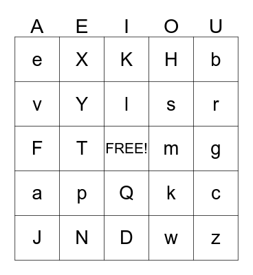 Alphabet  Bingo Card