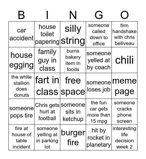 shs bingo Card