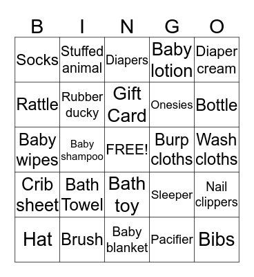 Baby Champagne Shower Bingo Card