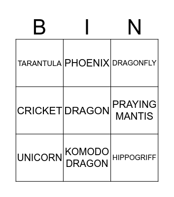 Animals Everywhere Bingo Card