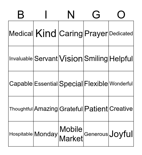 VOLUNTEER BINGO Card