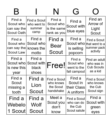 Know Your Pack! Bingo Card