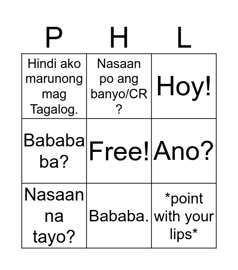 How to Survive Phils 201 Bingo Card