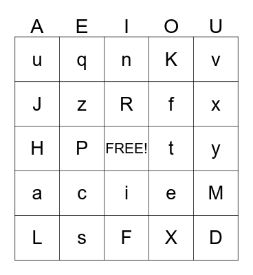 Alphabet  Bingo Card