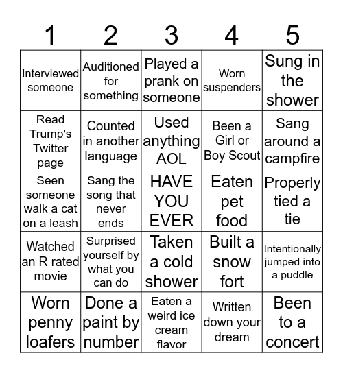 Yetter Trip 2019 Bingo Card