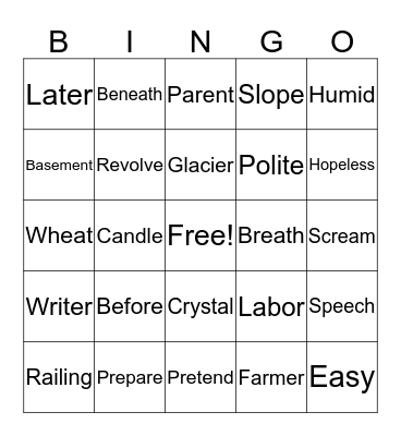 Untitled Bingo Card