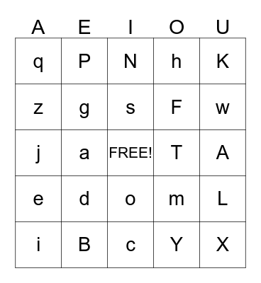 Alphabet  Bingo Card