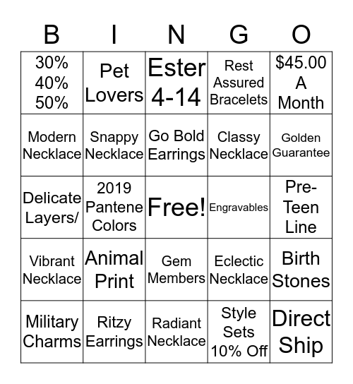 Bingo Blingo Bingo Card