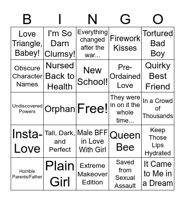 Bad Book Bingo Card