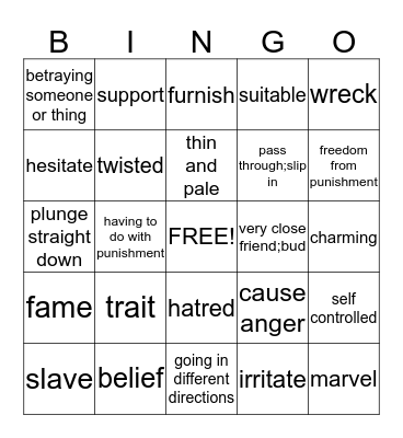 Bingo Units 7-9 Bingo Card