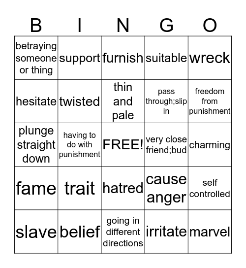 Bingo Units 7-9 Bingo Card
