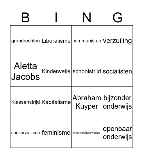 Industriële revolutie Bingo Card