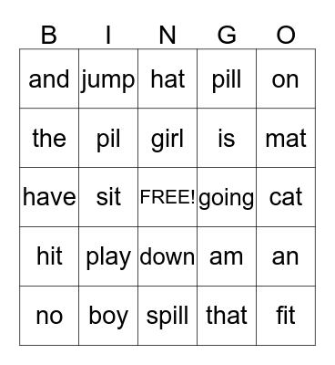 HFW Bingo Card