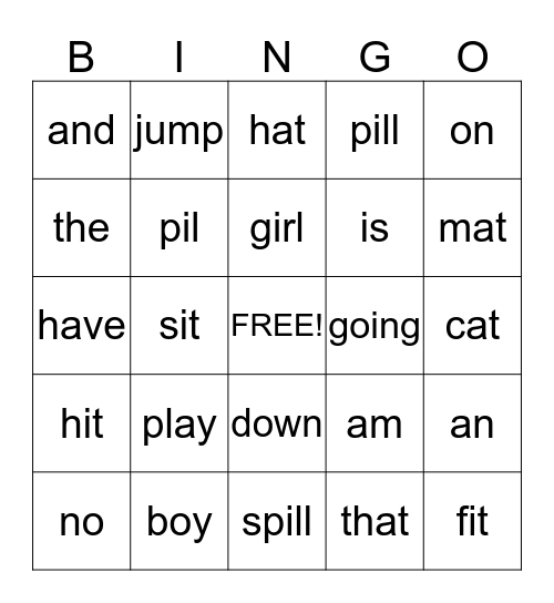 HFW Bingo Card