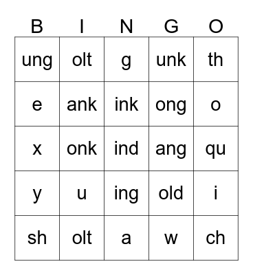 Structured Language Bingo 2 Bingo Card