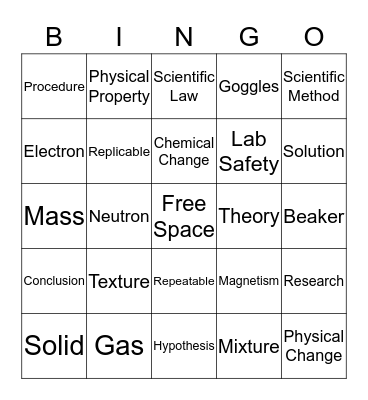 Science Bingo Card