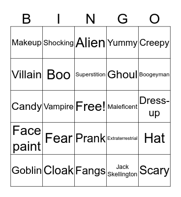 Halloween bingo Card