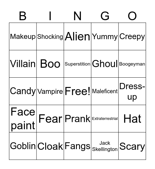 Halloween bingo Card
