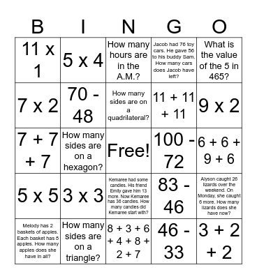 World Math Day! Bingo Card