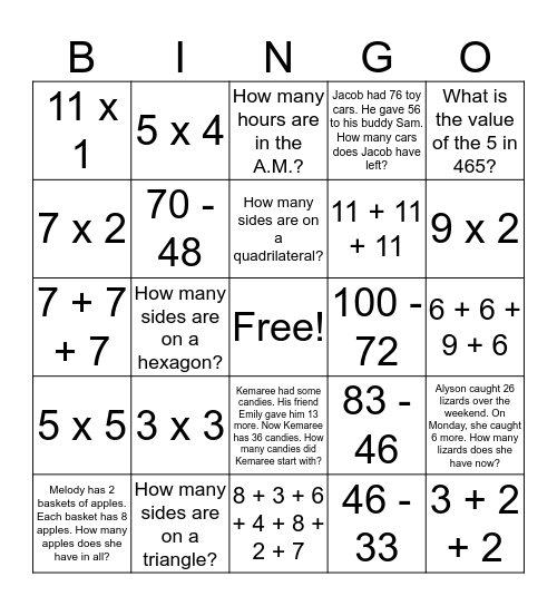 World Math Day! Bingo Card