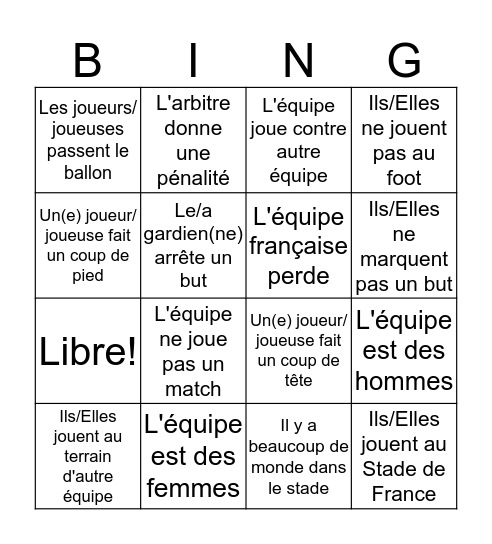 Les bleu(e)s Bingo Card