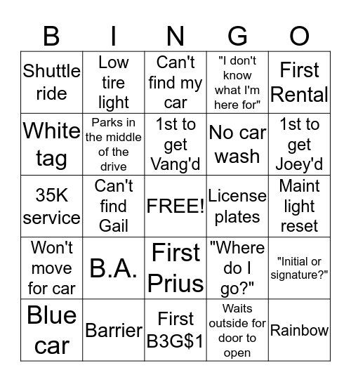 How many BINGOs can you get? Bingo Card